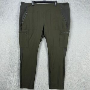 Athleta‎ Womens Hybrid Cargo Legging Pants 26 OLive Green Pocket Nylon Blend NEW